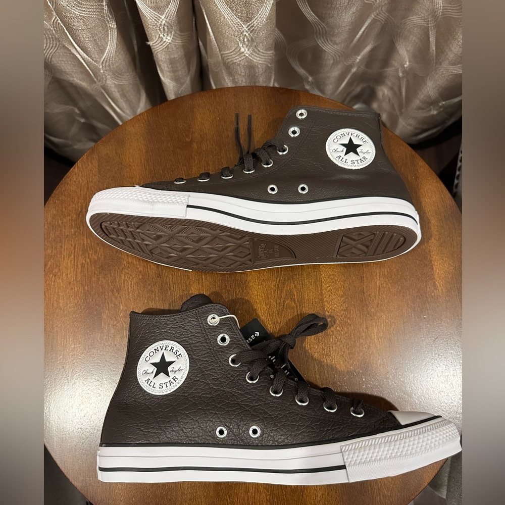 Converse All Star Chuck Taylor New Brown Leather Sneakers - NWT - Picture 9 of 13